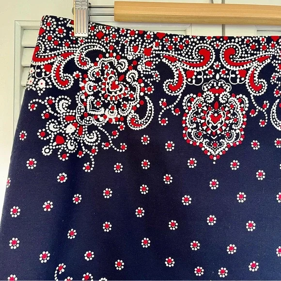 Talbots Navy, White and Red Paisley Skirt - Picture 10 of 14